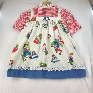JC Penny Carol Evans Vintage Raggedy Ann Andy Plaid Gingham Check Lace 6x